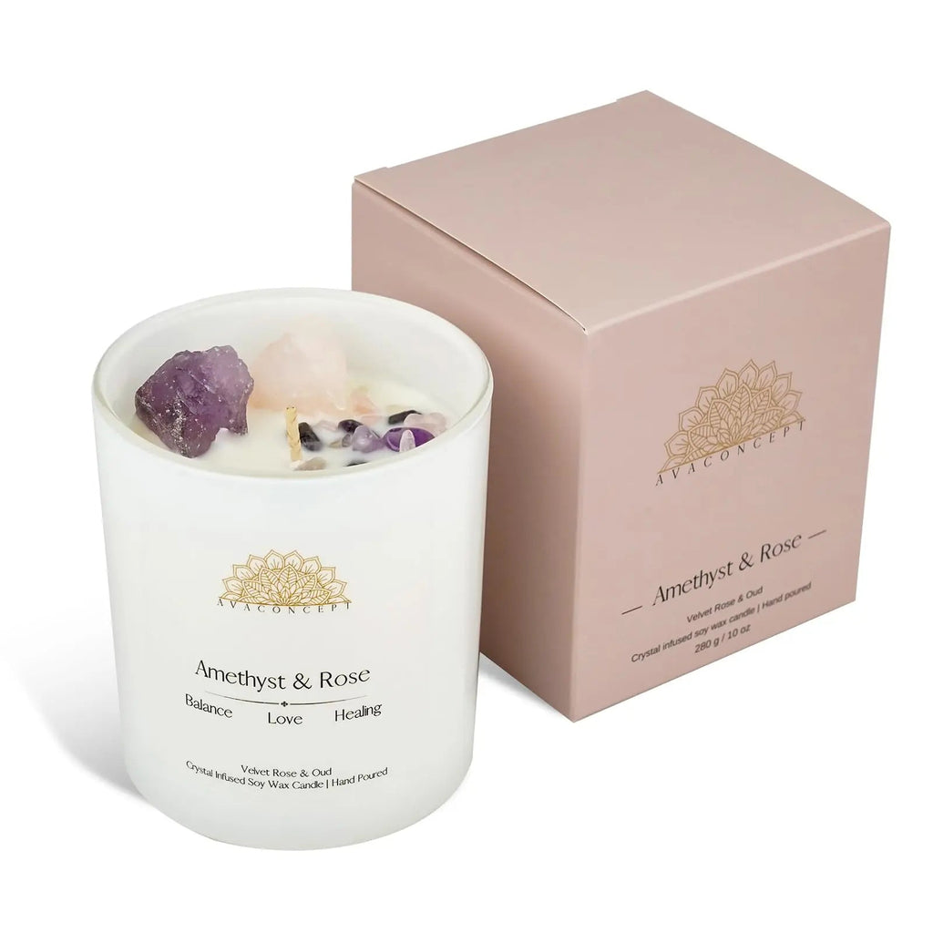 Ava Concept Scented Crystal Candle 10 oz jar Candle (Velvet Rose & Oud) ava concept Au supplements