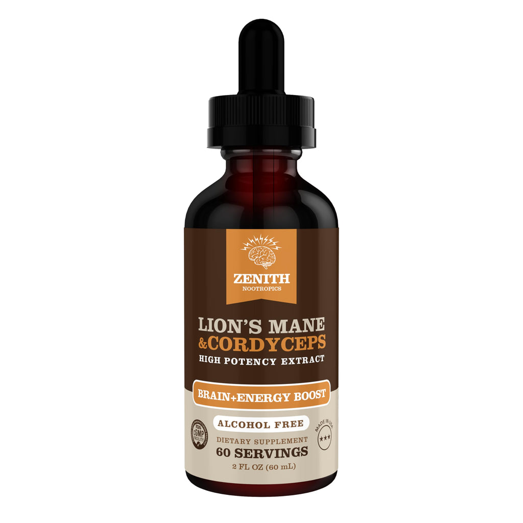 Zenith Nootropics Lion’s Mane & Cordyceps Supplement – Brain & Energy Support – Focus, Memory, Clarity, Immunity – Vegan, Alcohol-Free Tincture – Up-to 2-Month Supply, 2 fl oz Zenith Nootropics Au supplements