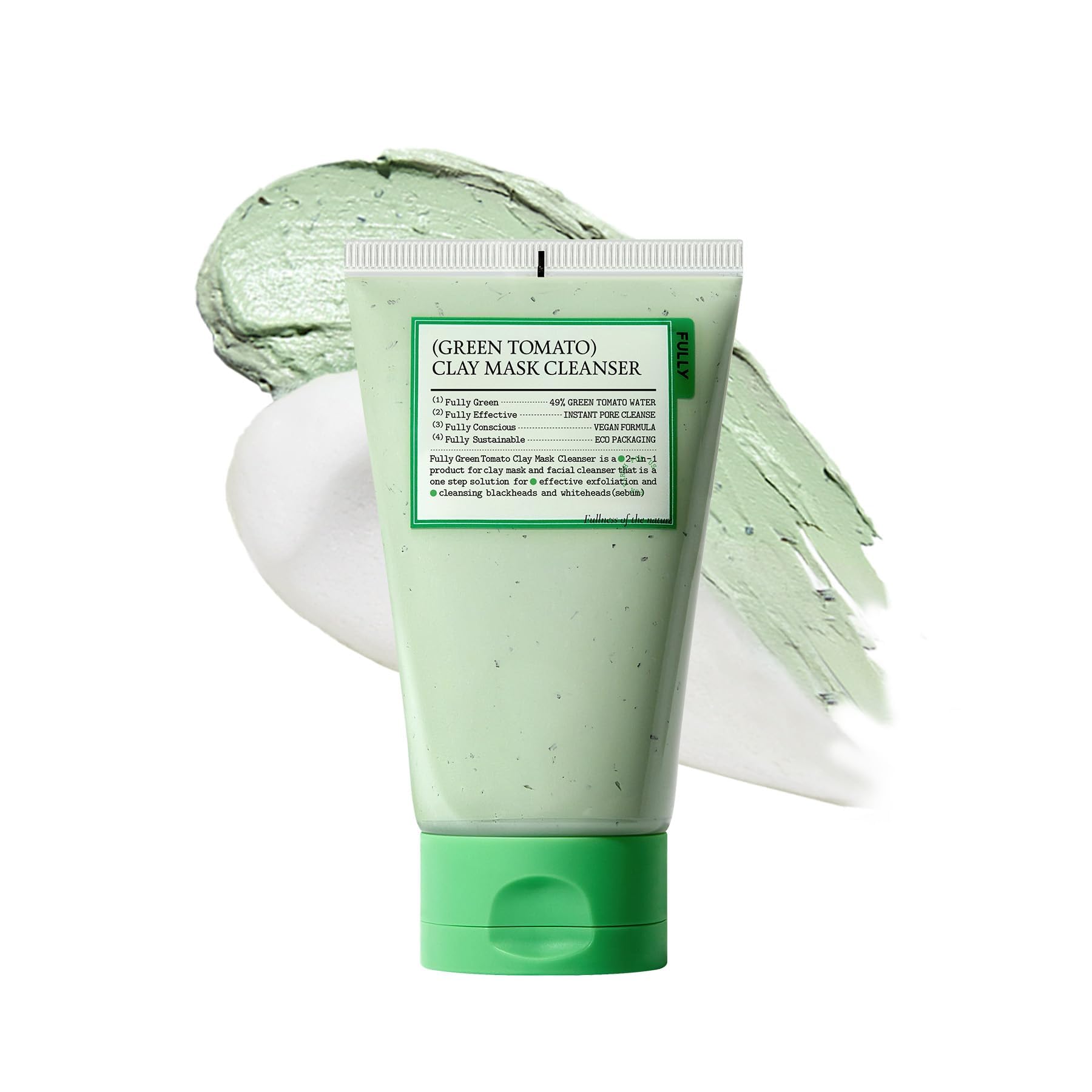 FULLY Green Tomato Facial Cleanser, Cardi B’s Clay Mask Cleanser for Deep Pore Cleanse