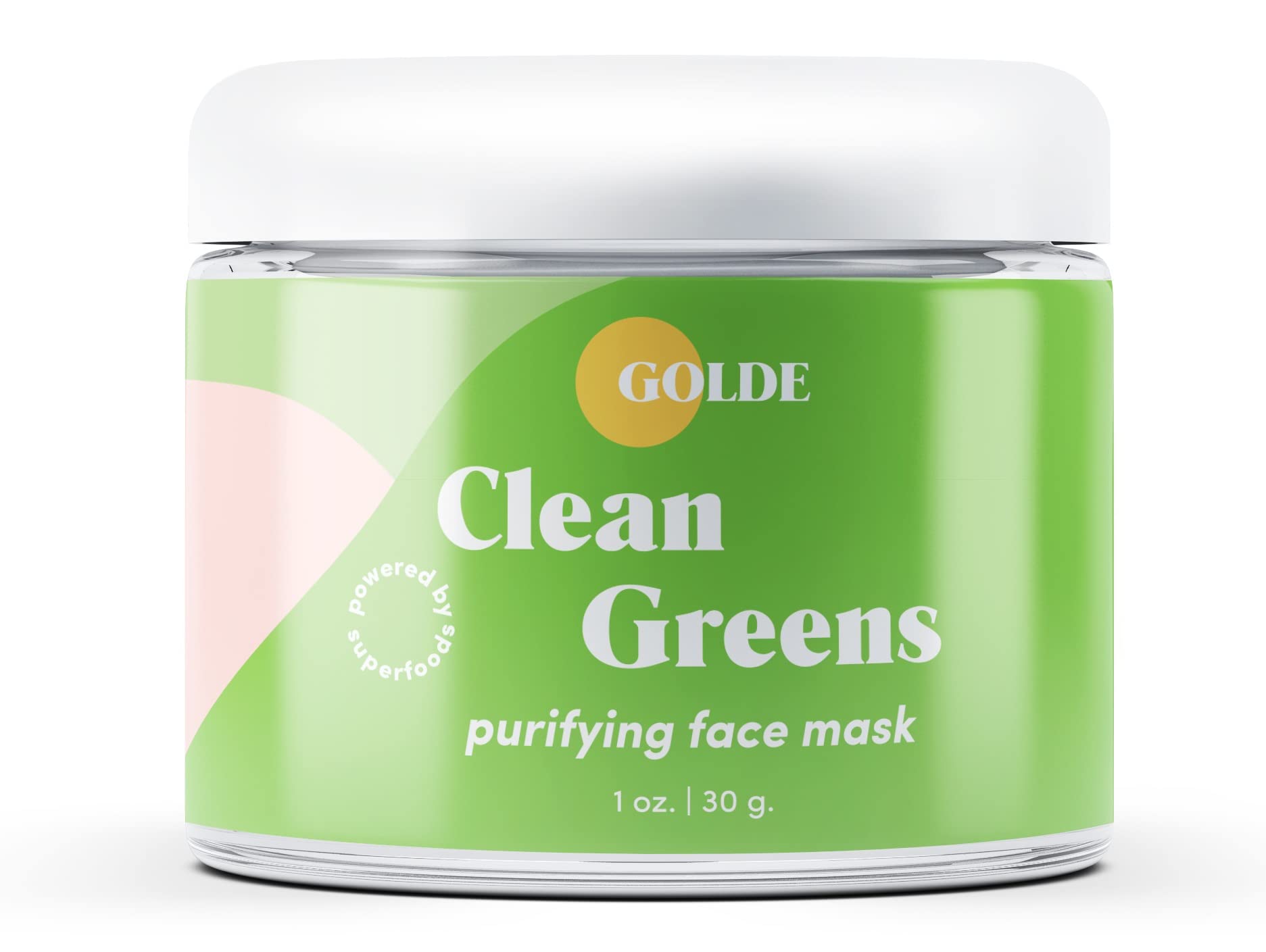 GOLDE - Clean Greens Superfood Face Mask - Made w/Chlorella & Spirulina - Great for Acne Prone, Oily & Dry Skin, Hydrating - Gentle Cleanser - Vegan - Aluminum-Free - 30g Jar GOLDE Au supplements