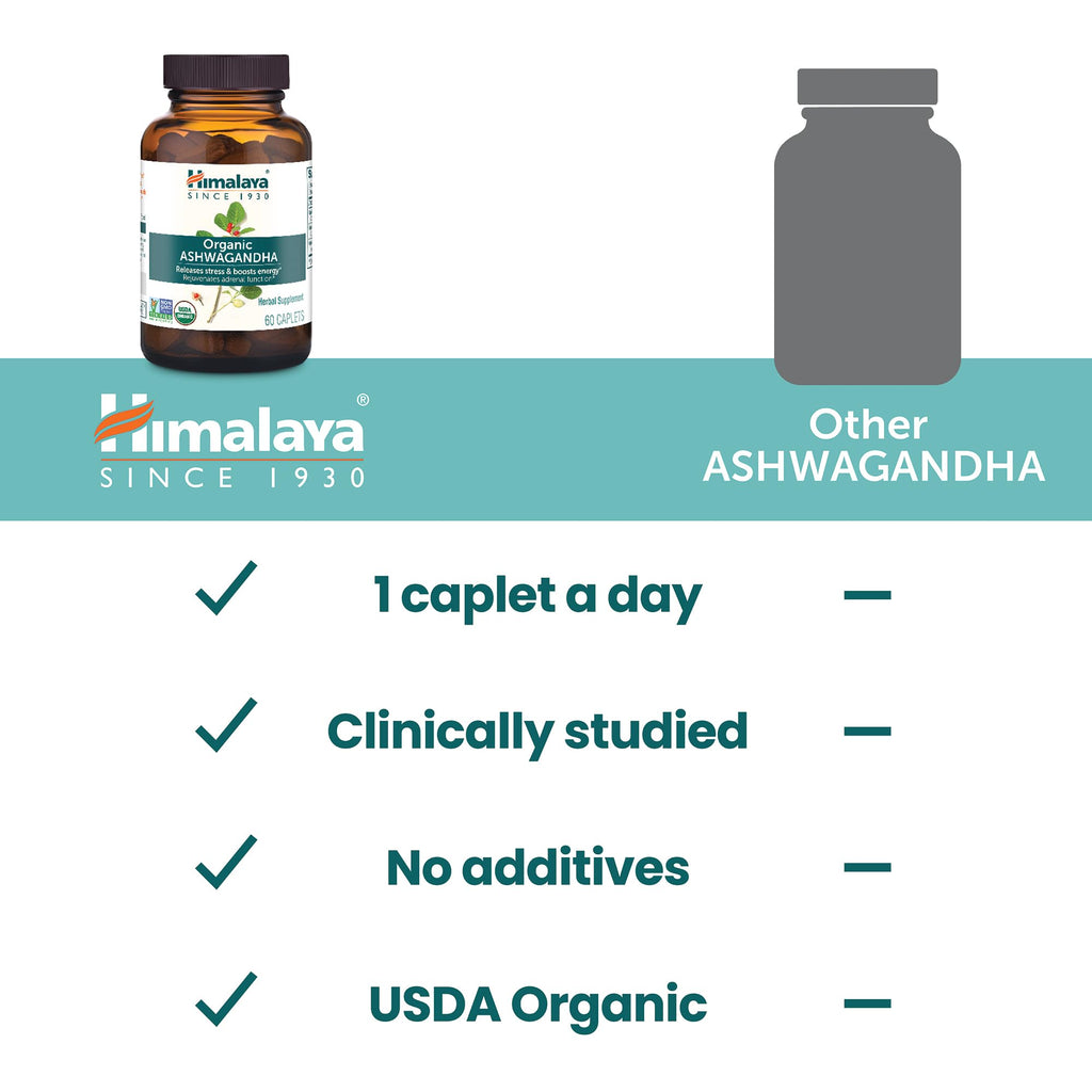 Himalaya Organic Ashwagandha Root, 2 Month Supply - Herbal Adrenal Support Supplements for Stress Relief and Energy Support - USDA Organic, Non-GMO, Vegan