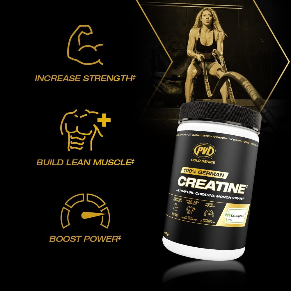 PVL Creapure Creatine – 100% Pure German Creatine Monohydrate Powder-Pharmaceutical Grade Muscle Building Supplement for Strength Training, Pre Workout & Post Workout Protein Support–410g 82 Servings