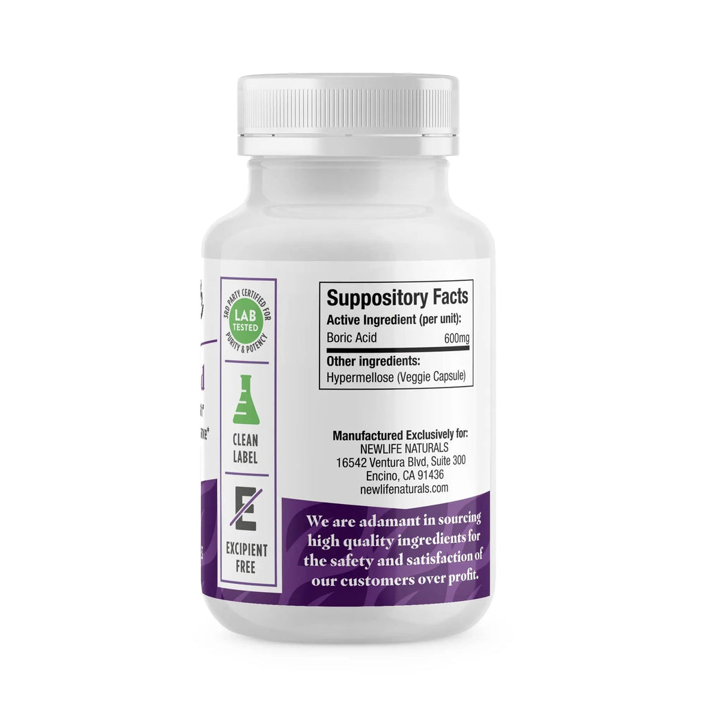 NewLife Naturals - Boric Acid Suppositories for Women pH Balance Pills - 600mg - Feminine Care NewLife Naturals Au supplements
