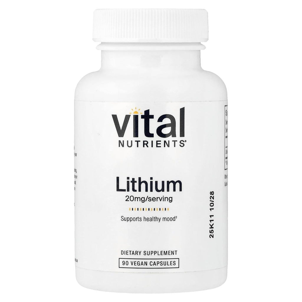 Vital Nutrients Lithium Orotate - Vegan Lithium Supplements for Memory, State of Mind, and Behavioral Health* - 20mg - Gluten, Dairy, Soy Free - 90 Capsules