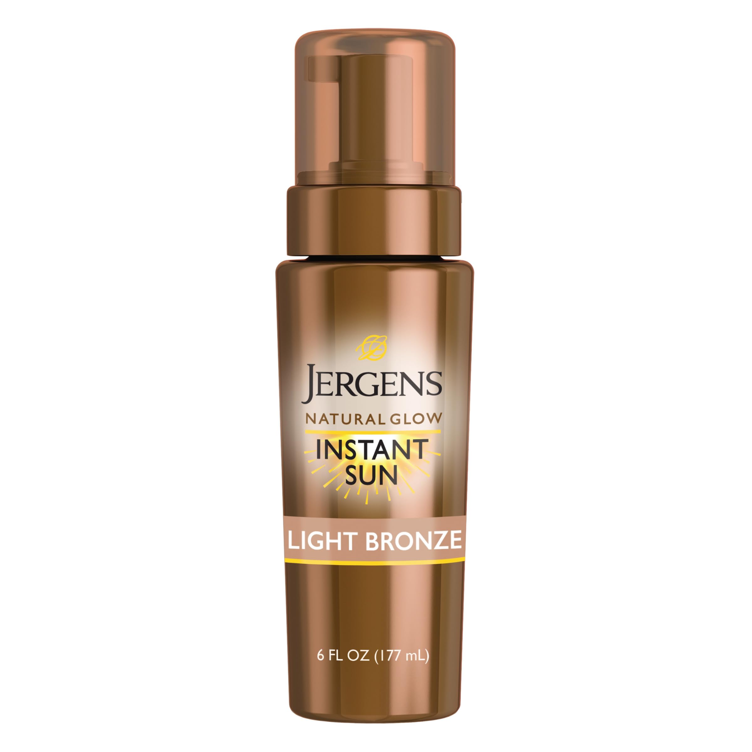 Jergens Natural Glow Instant Sun Body Mousse, Self Tanner for Light Bronze Tan, Sunless Tanning Body Bronzer