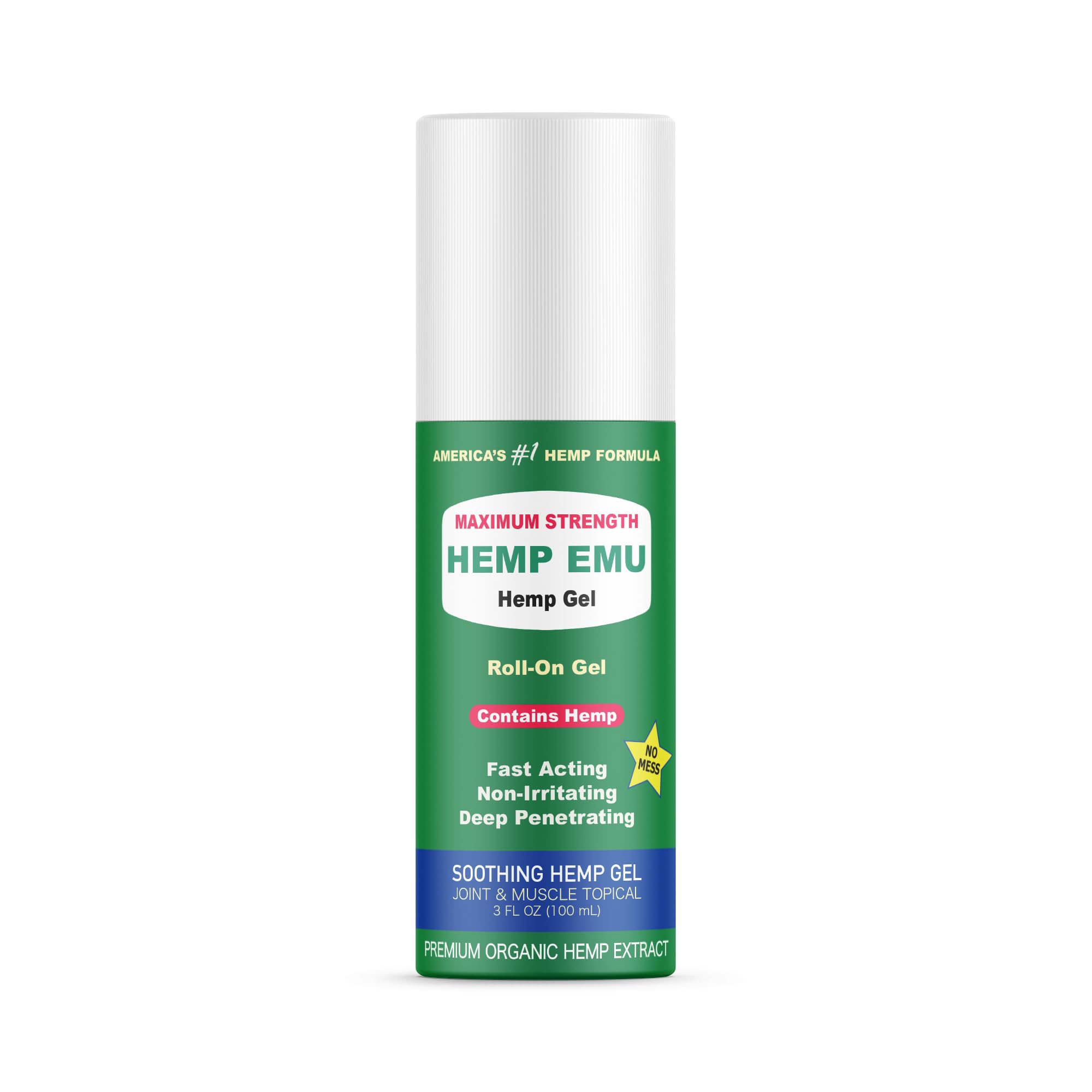Hemp Emu - Hemp Roll On Gel - Muscle Rub for Back & Joint Discomfort - Soothing Gel with Organic Hemp Oil, Emu Oil, Menthol, Eucalyptus, Aloe Vera Hemp Emu Au supplements