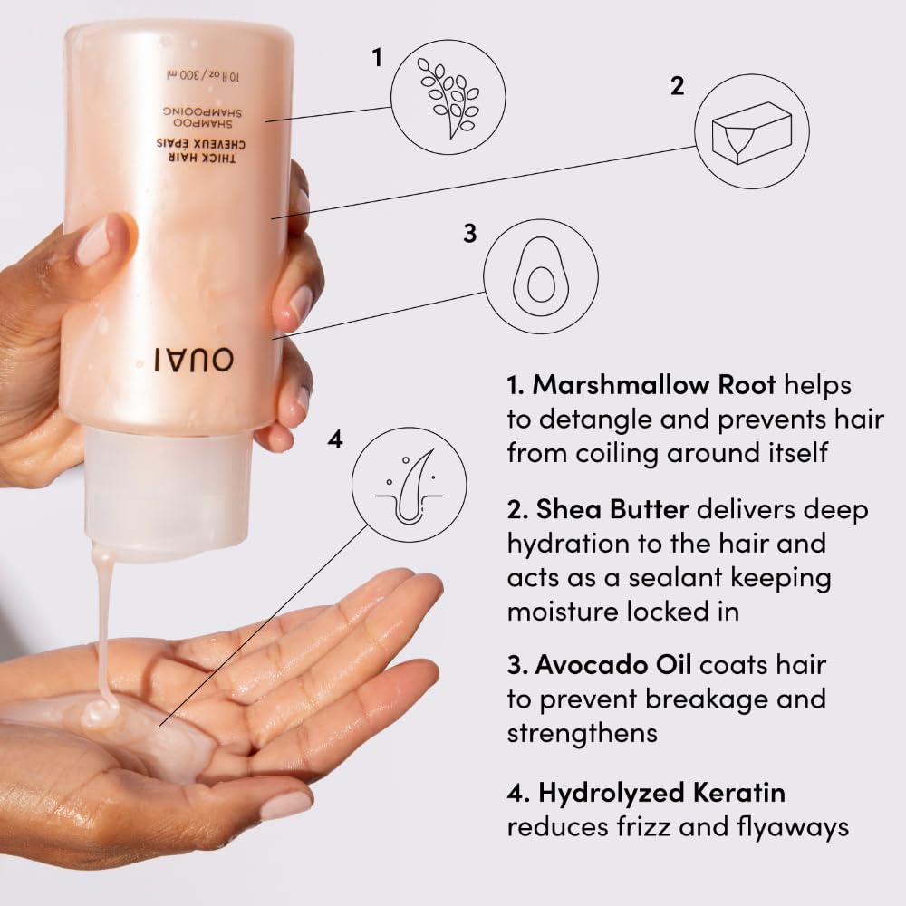 OUAI Thick Hair Shampoo & Conditioner Set, Travel Size - Moisturizing Shampoo & Conditioner - With Keratin, Marshmallow Root, Shea Butter & Avocado Oil - Sulfate, Paraben & Phthalate Free (3 Oz) OUAI Au supplements