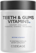 Codeage Teeth & Gums Vitamins + Oral Probiotics Supplement for Mouth - Whole Food Calcium, Collagen, Potassium, Vitamin C, D3, K2, Zinc Codeage Au supplements