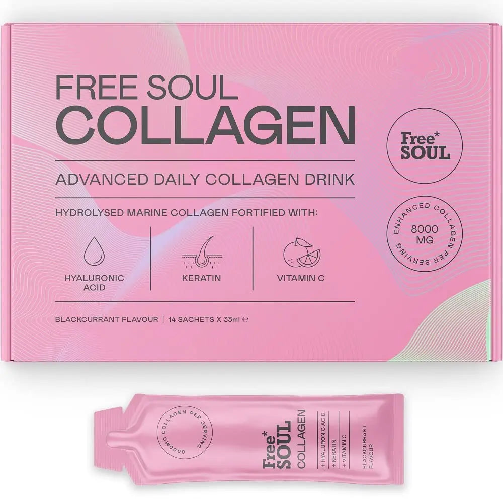 Marine Collagen Liquid 8000mg with Hyaluronic Acid, Keratin, & Vitamin C, 14 x 8000mg Hydrolysed Collagen Free Soul Au supplements