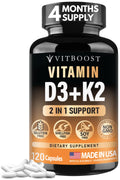 VITBOOST Vitamin D3 K2 Complex - Easy to Swallow - Vitamin D (D3) 5000 IU (125 mcg) & K2(MK-7) 90 mcg | Non-GMO | Gluten-Free
