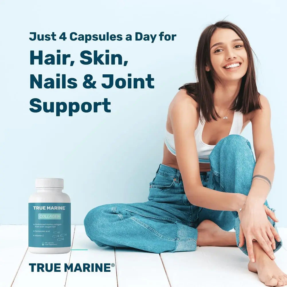 TRUE MARINE Collagen Capsules - 2,400mg of Marine Collagen with Hyaluronic Acid & Vitamin C - Skin, Hair, Nails & Joint Support TRUE MARINE Au supplements
