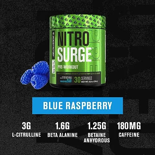 NITROSURGE Pre Workout Supplement - Energy Booster, Instant Strength Gains Jacked Factory Au supplements