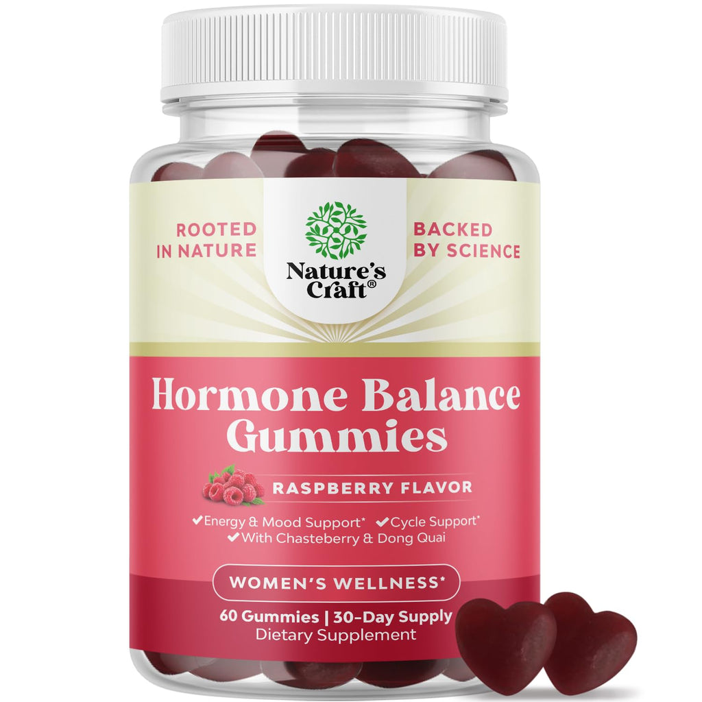 Hormone Balance for Women Gummies of All Ages - PMS Support Supplement for Women to Regulate Menstrual Cycle & Hormonal Balance Menopause & Mood Swings with Vitamin B6 & Dong Quai - 60 Chews Natures Craft Au supplements