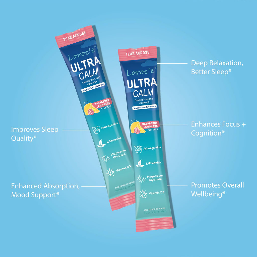 UltraCalm Super Cortisol Drink with Magnesium Glycinate, Ashwagandha, L-Theanine, Vitamin D3, Magnesium Powder for Sleep & Stress Relief