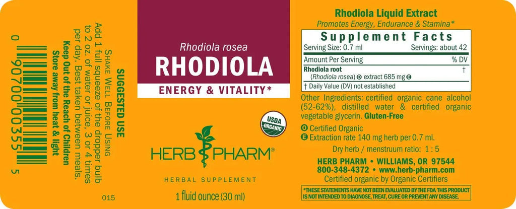 Herb Pharm Certified Organic Rhodiola Root Extract for Energy, Endurance and Stamina Herb Pharm Au supplements