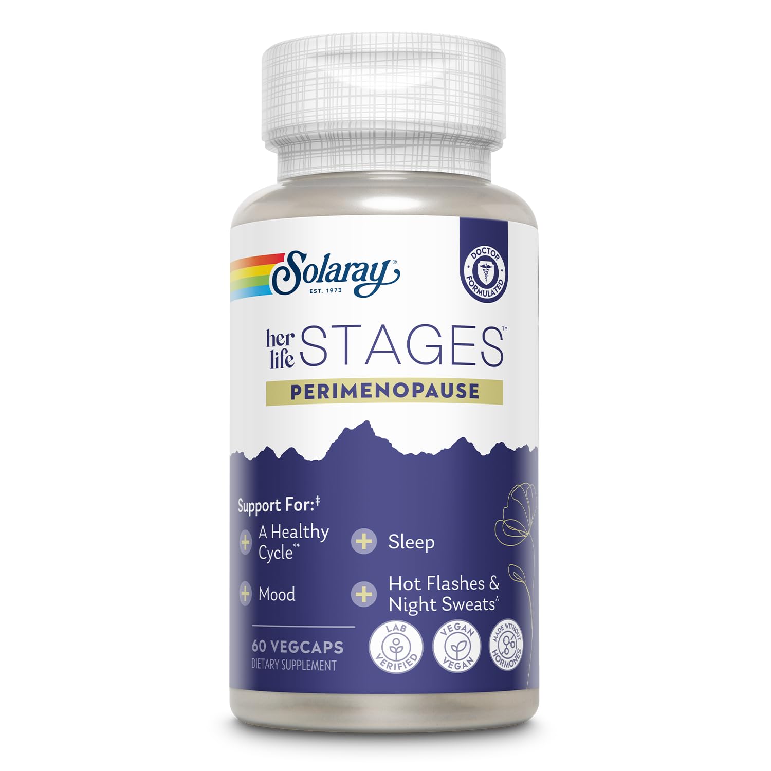 SOLARAY Perimenopause her Life Stages - Perimenopause Supplements Women - Hot Flashes, Menopause Support - Saffron and Chasteberry - Made Without Hormones - 60-Day Guarantee - 30 Servings, 60 VegCaps SOLARAY Au supplements
