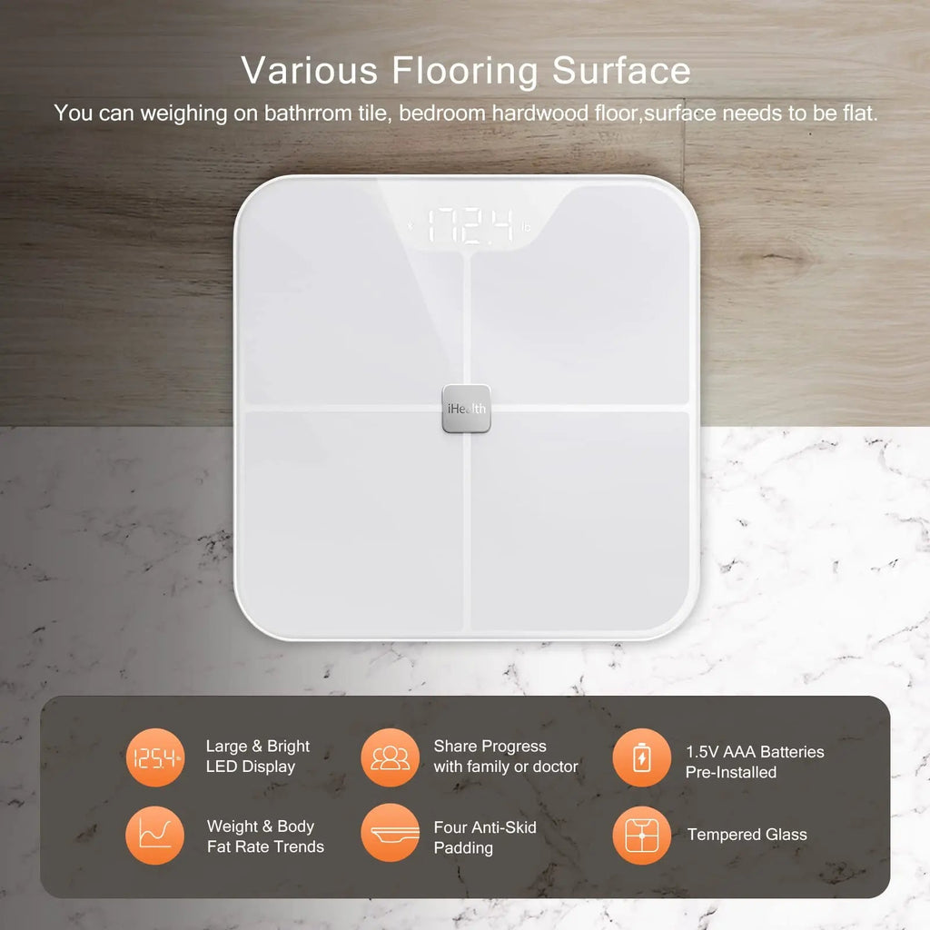 iHealth Nexus Smart Scale for Body Weight Bluetooth, Digital Bathroom Scale Body Fat and Muscle iHealth Au supplements
