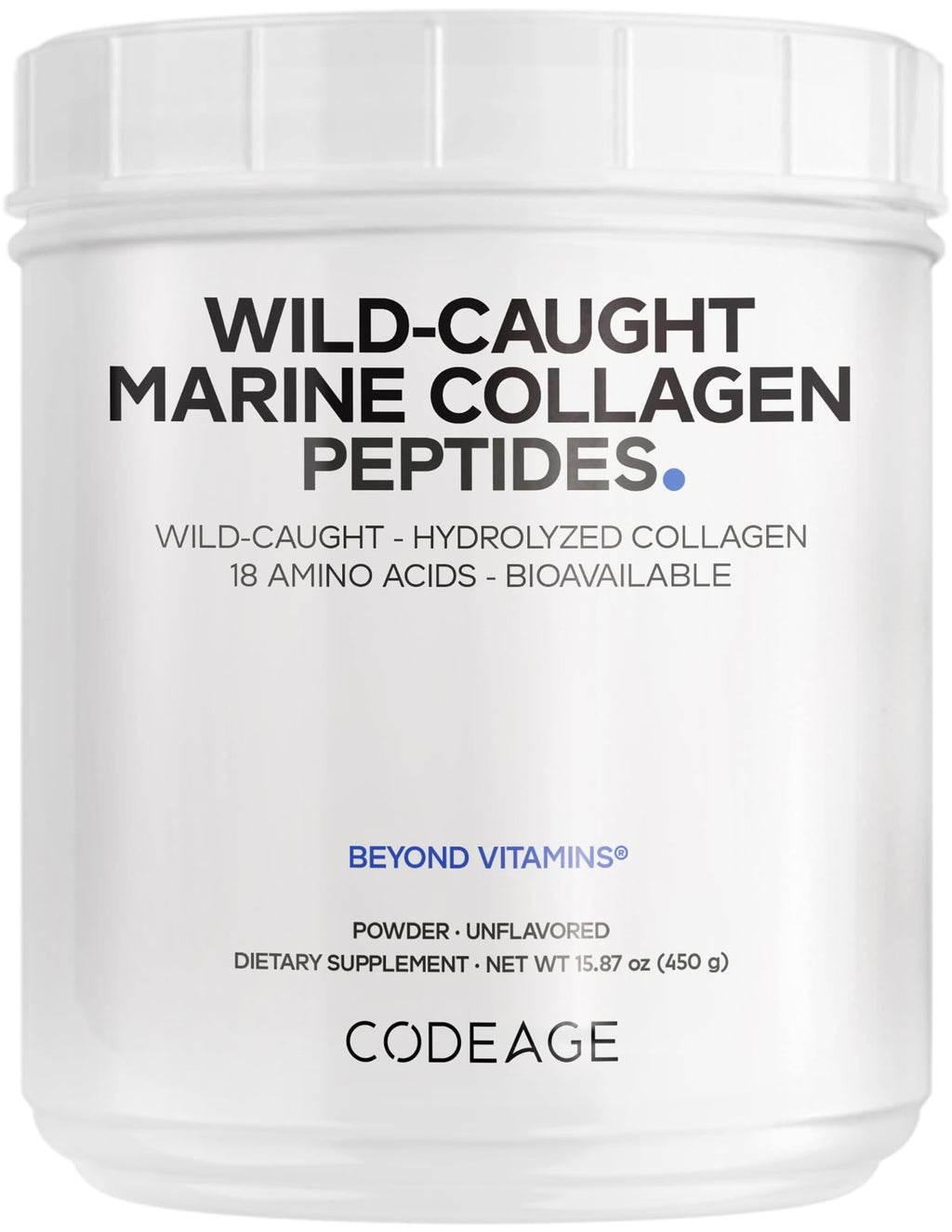 Codeage Marine Collagen Powder - Wild-Caught Hydrolyzed Fish Collagen Peptides - Type 1 & 3 Collagen Protein Supplement - Amino Acids for Skin, Hair, Nails - Paleo Friendly, Non-GMO, 15.87 Ounces Codeage Au supplements