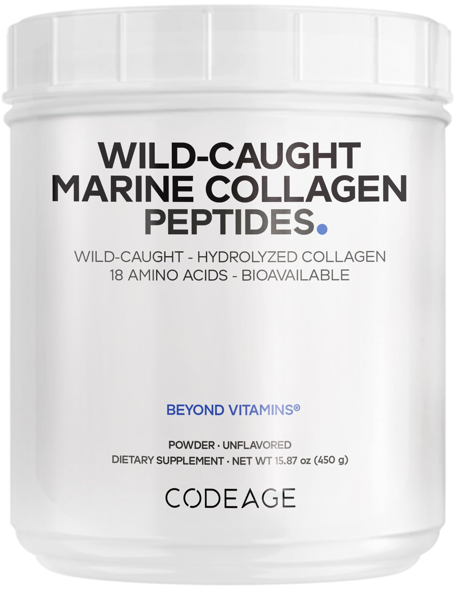 Codeage Marine Collagen Powder - Wild-Caught Hydrolyzed Fish Collagen Peptides - Type 1 & 3 Collagen Protein Supplement - Amino Acids for Skin, Hair, Nails - Paleo Friendly, Non-GMO, 15.87 Ounces Codeage Au supplements