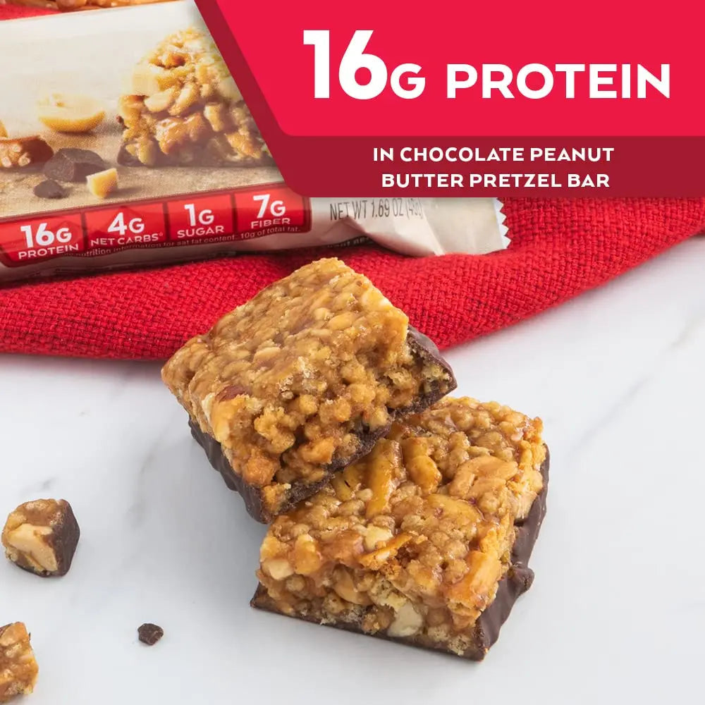 Atkins Chocolate Peanut Butter Pretzel Protein Meal Bar, High Fiber, 16g Protein, 1g Sugar Atkins Au supplements