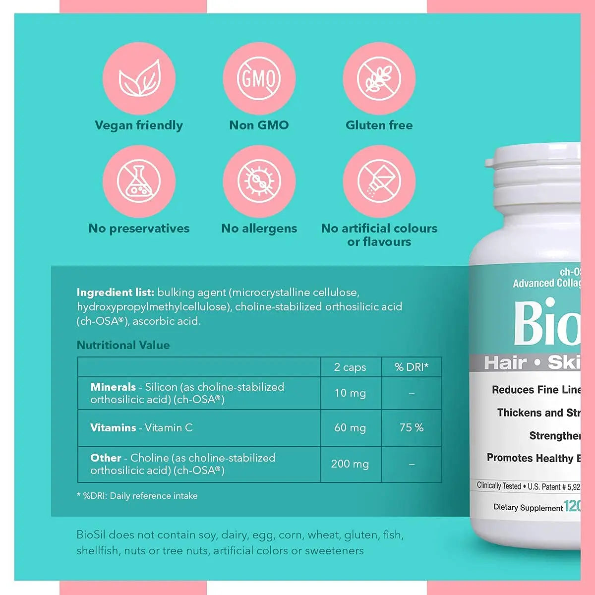 Collagen Supplements for Women & Men [120 ct.] - Advanced Collagen Complex to Stimulate Collagen, Keratin & Elastin Production BioSil Au supplements