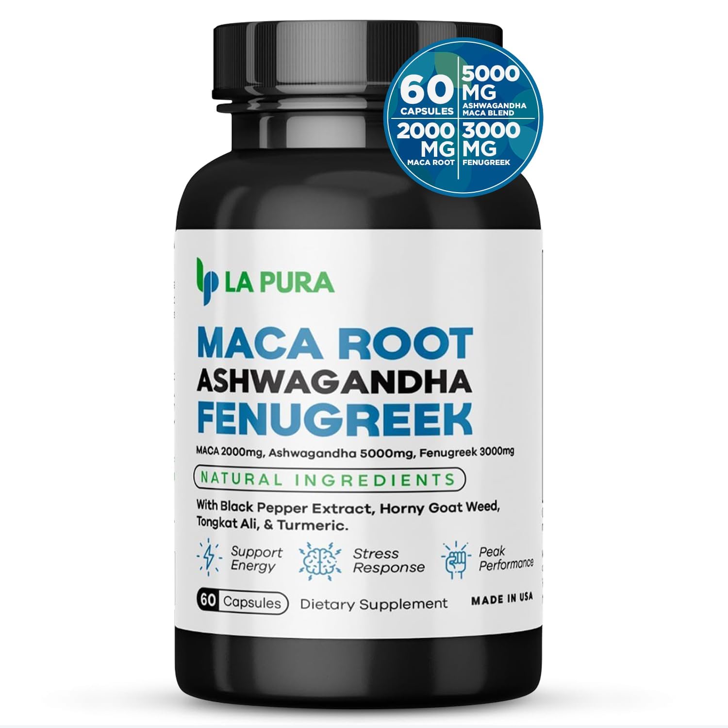 LaPura Ashwagandha 5000mg Maca Root 2000mg Fenugreek 3000mg Supplement LaPura Au supplements