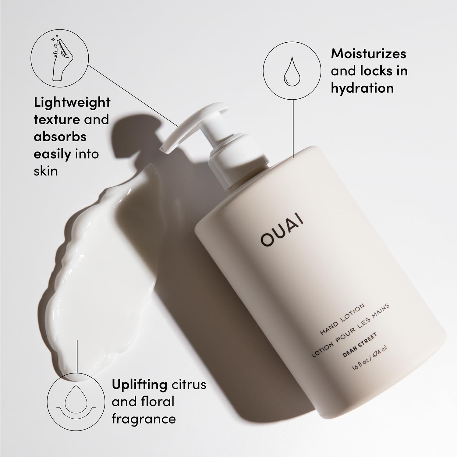 OUAI Hand Wash and Hand Lotion Set, Dean Street Scent - Moisturizes and Exfoliates with Daily Use - Made with Jojoba Esters, Avocado & Rosehip Oils (16 Fl Oz Each) OUAI Au supplements