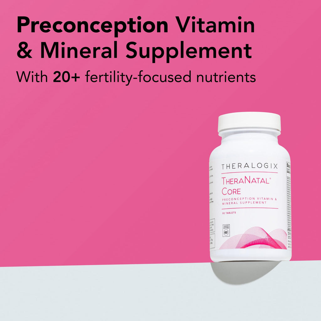 Theralogix TheraNatal Core Preconception Vitamin Supplement - 90-Day Supply - Prenatal Vitamins & Fertility Supplement for Women with Folate, Vitamin D3