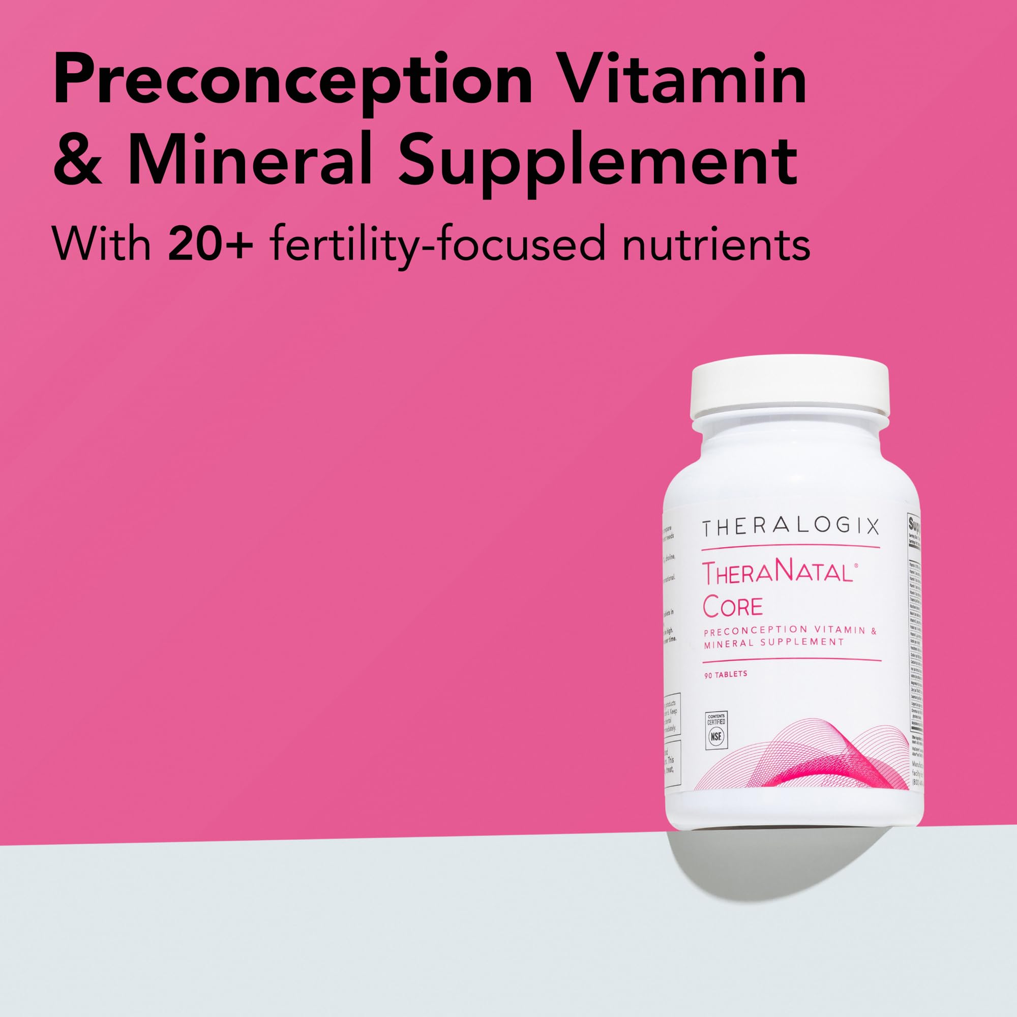Theralogix TheraNatal Core Preconception Vitamin Supplement - 90-Day Supply - Prenatal Vitamins & Fertility Supplement for Women with Folate, Vitamin D3