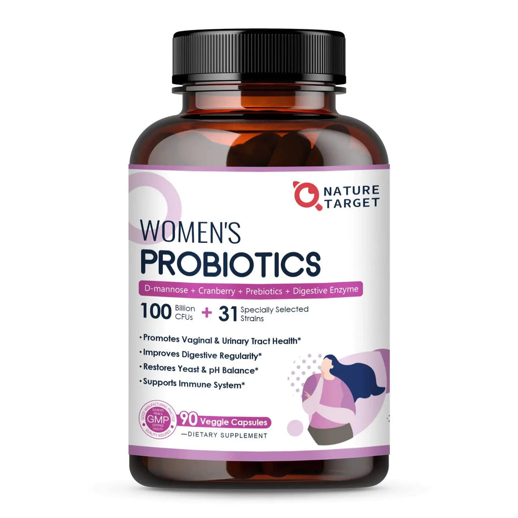 Probiotics for Women Digestive Health, 100 Billion CFUs Probiotic with Digestive Enzymes NATURE TARGET Au supplements