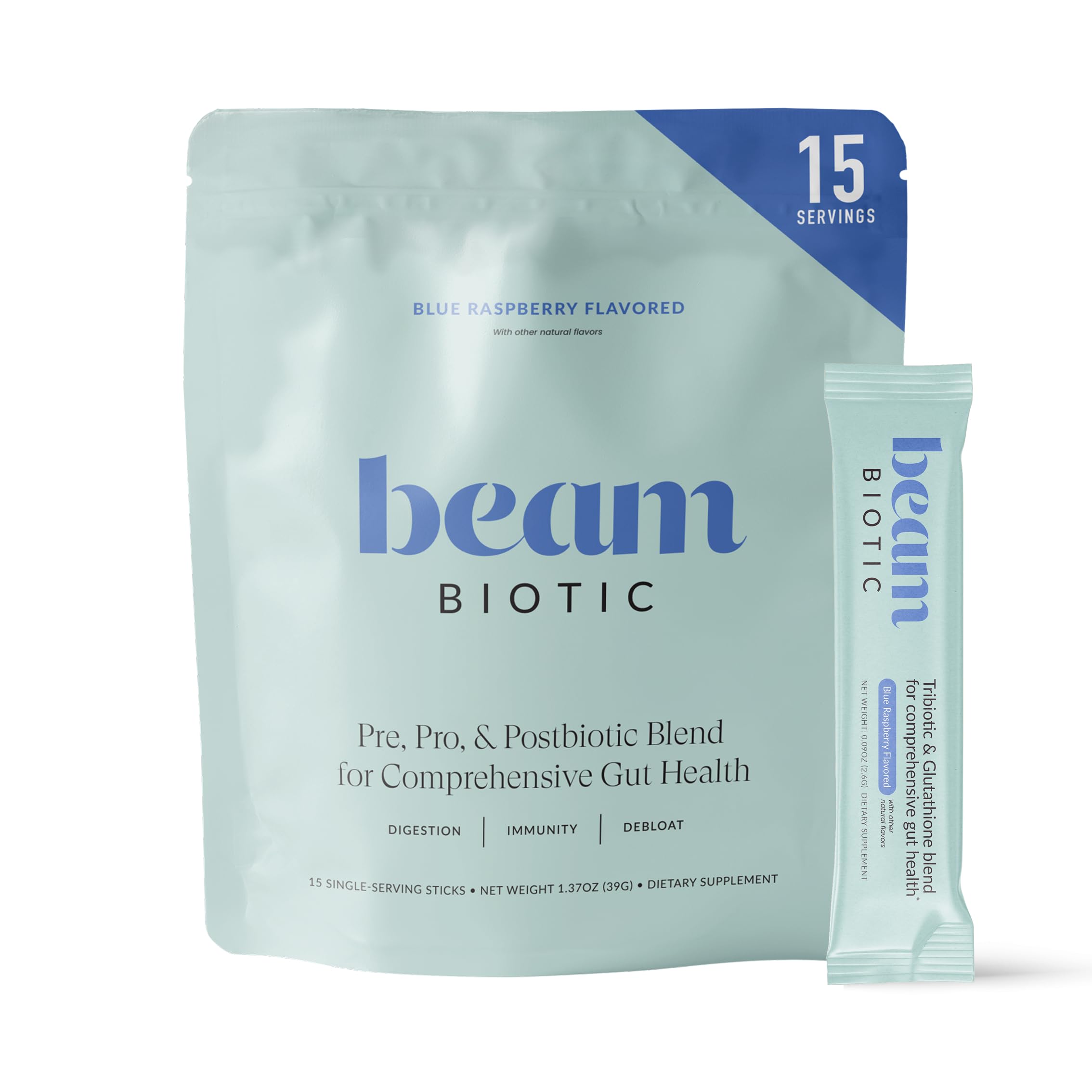 Beam Biotic Probiotics for Women – Gut Health & Digestive Health Powder with Pre, Pro & Postbiotics + Glutathione, Daily Probiotic Drink for Bloating Relief & Gut Balance