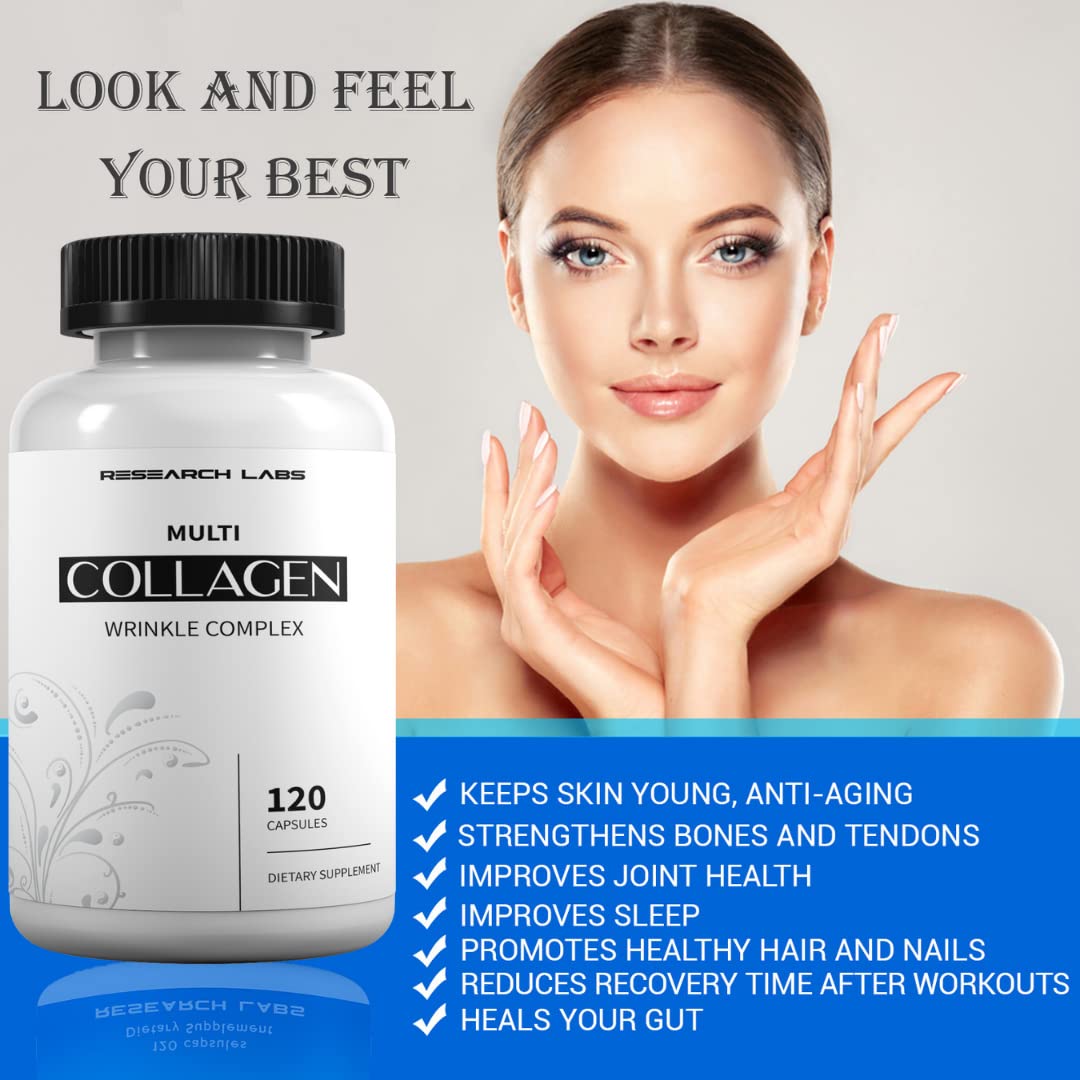 Research Labs 2 for 1 Promo 240 Collagen Pills - 6000 mg Per Day. Grass Fed Anti-Aging Support for Skin, Joints, Tendons, Bones, Hair and Nails.