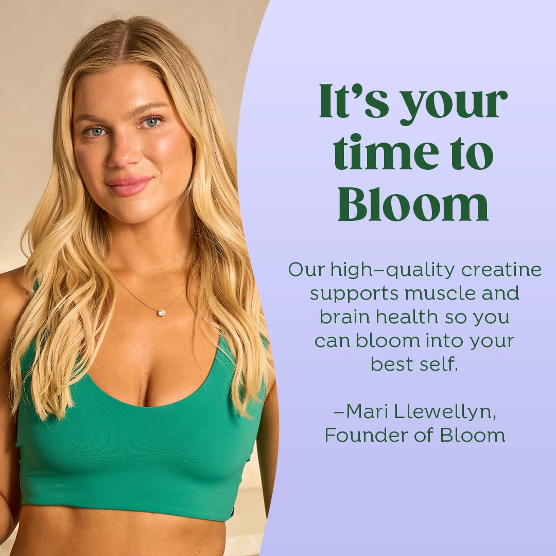 Bloom Nutrition Creatine Monohydrate Powder, 5g Micronized Creatine per Serving, Supports Muscle Recovery, Strength, Endurance, Pre or Post Workout, Gluten Free