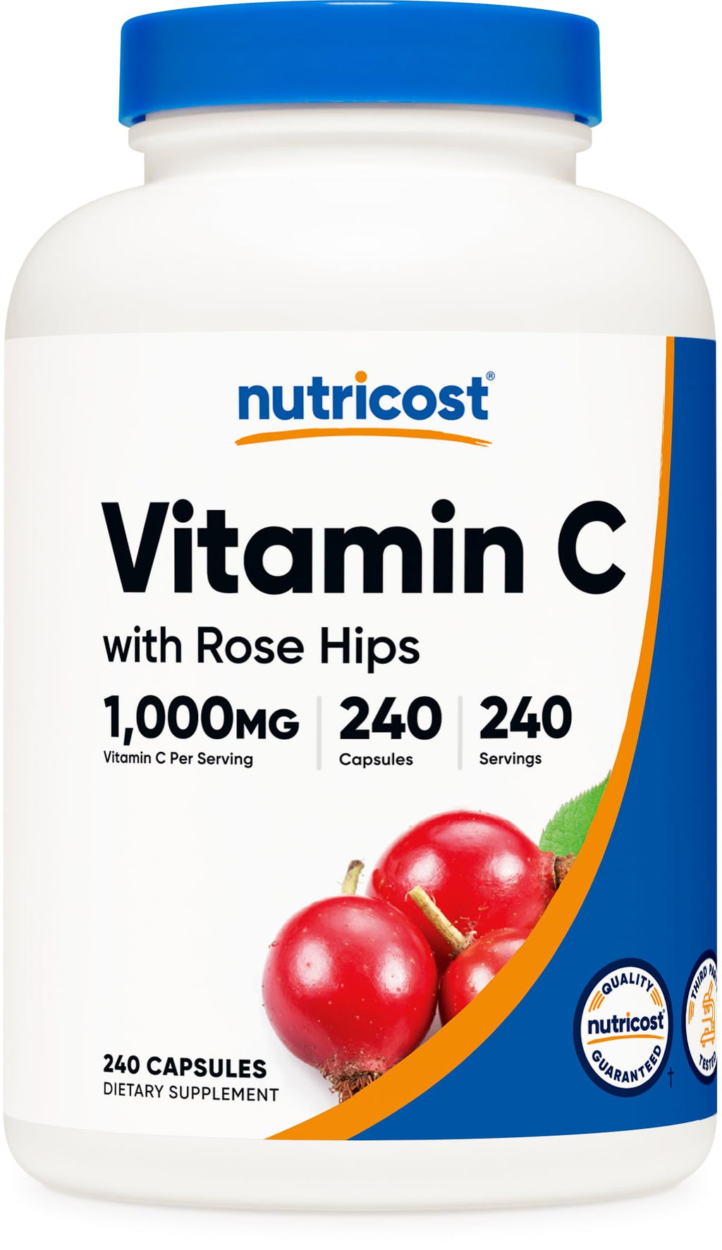 Nutricost Vitamin C with Rose Hips 1025mg, 240 Capsules - Vitamin C 1,000mg, Rose Hips 25mg, Premium