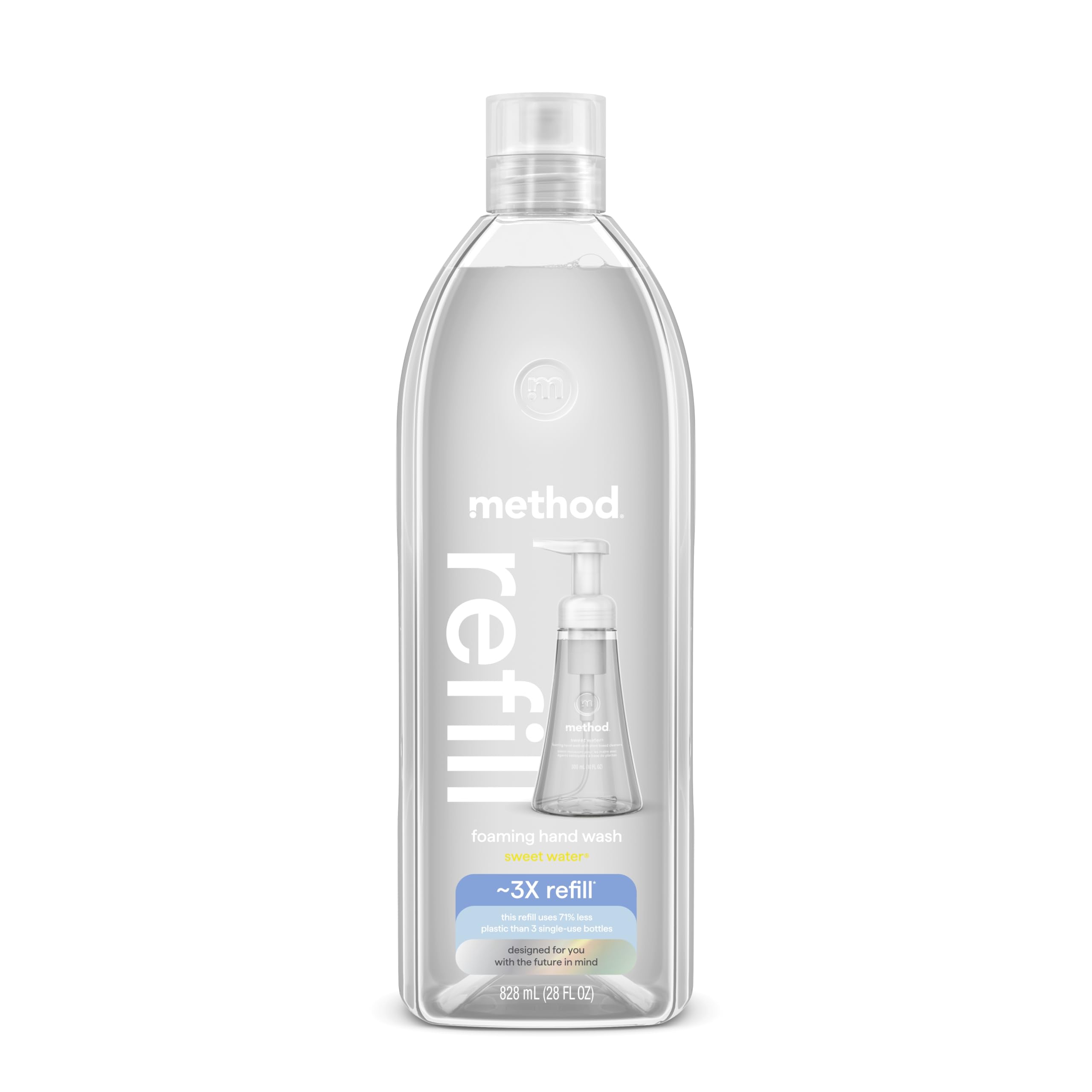 Method Foaming Hand Soap, Refill, Sweet Water, Recyclable Bottle, 28 oz, (Pack of 1) (Packaging May Vary)