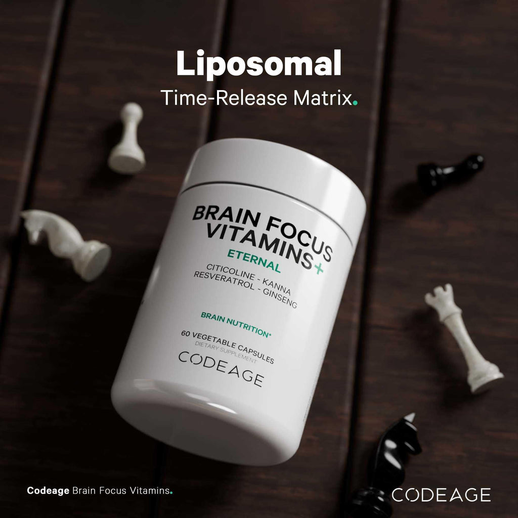 Codeage Brain Focus Vitamins+ Nootropic Supplement with Citicoline as Cognizin, Panax Ginseng, Resveratrol, Gotu Kola, Vitamin B12 Methylcobalamin - Liposomal Delivery - Non-GMO - 60 Capsules Codeage Au supplements