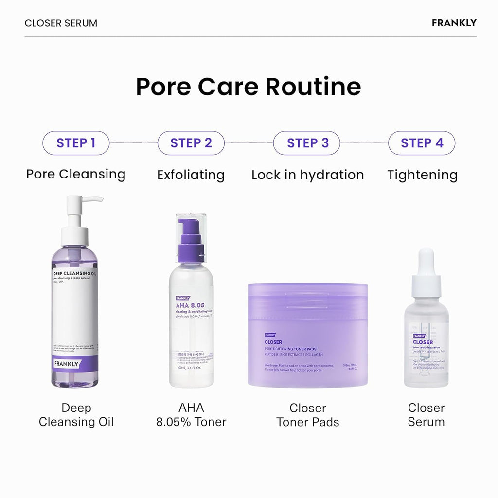 FRANKLY Closer Serum | Pore Minimizer Serum | 9 Peptides, Vegan Collagen, Adenosine, PHA | Korean Pore Minimizer for Glass Skin