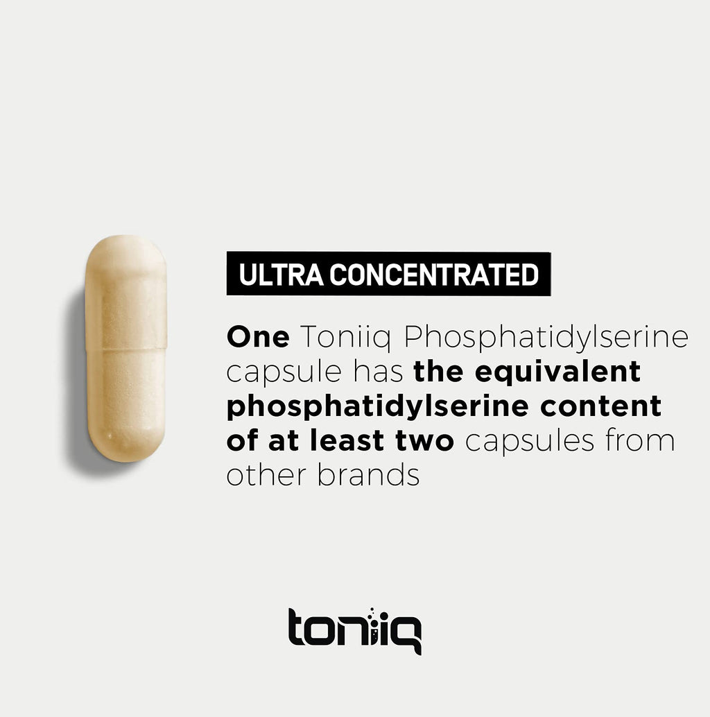Toniiq Phosphatidylserine - 400mg Formula - World’s First 50% Purity - Highest Purity in the US - Soy Free Phosphatidylserine Supplement