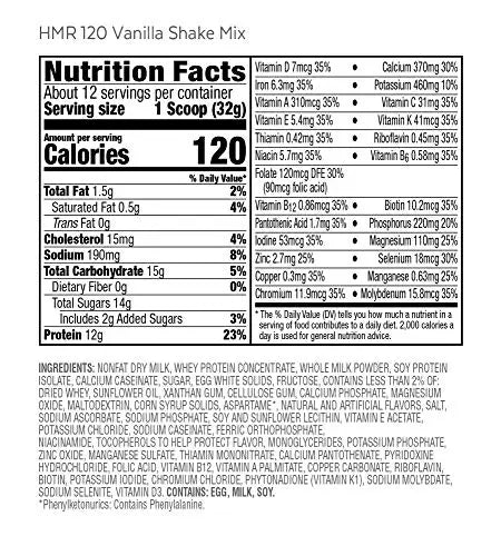 HMR 120 "Classic" Shake Meal Replacement Powder | Vanilla Shake Mix to Support Healthy HMR Au supplements