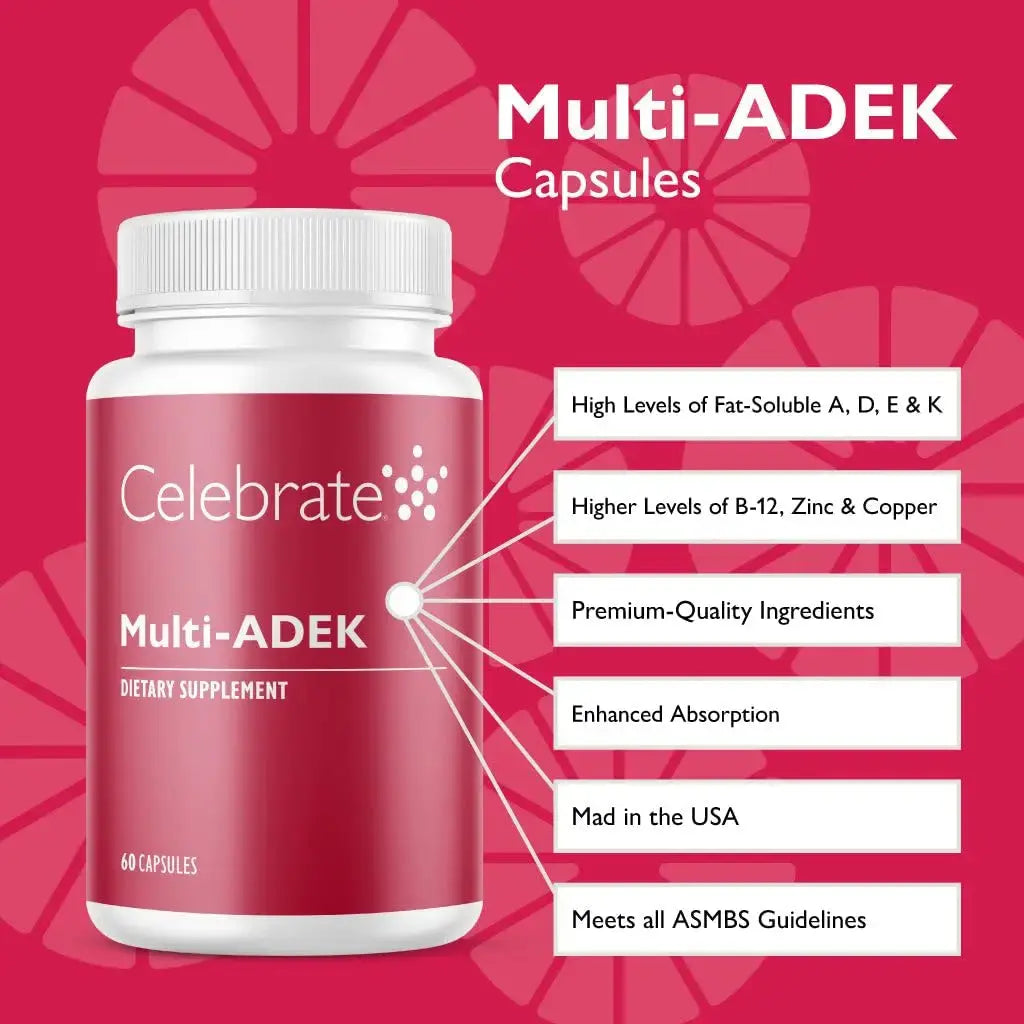 Celebrate Vitamins Multi ADEK, Iron Free – Daily Bariatric Multivitamin, High Level of Vitamins A, D, E, K & B12 Celebrate Bariatric Supplements Au supplements