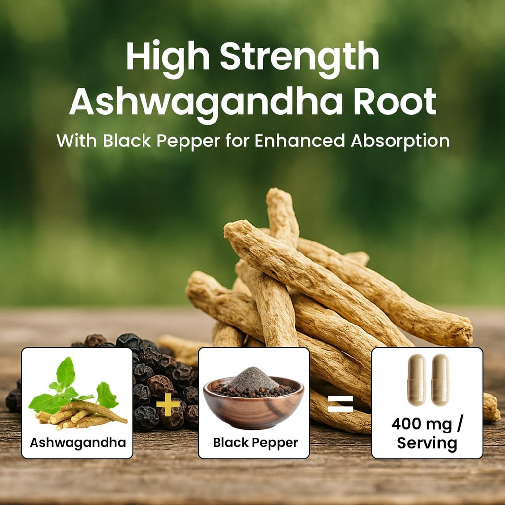 NooMost Organic Ashwagandha 400mg Capsules w/Black Pepper Extract as Vegan Ashwagandha Supplements for Anti Stress Relief, Natural Mood Support, Energy & Focus-60 Capsules NooMost Au supplements