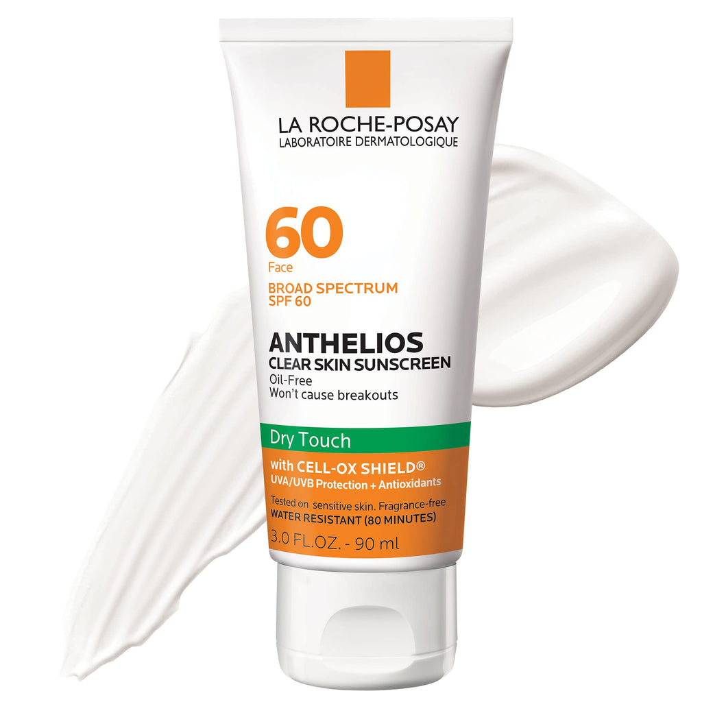 La Roche-Posay Anthelios Clear Skin Sunscreen Dry Touch SPF 60, Oil Free Sunscreen For Face, Oil Absorbing, Broad Spectrum SPF