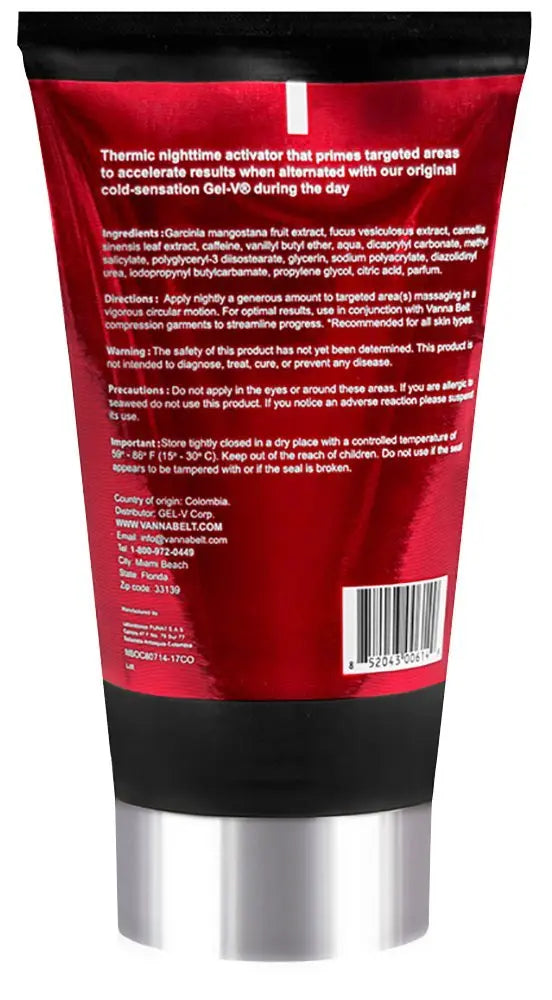 Vanna Belt Gel-V Hot Cream for Cellulite, 6.3 oz - Effective Nighttime Belly Fat Burning V VANNA BELT Au supplements