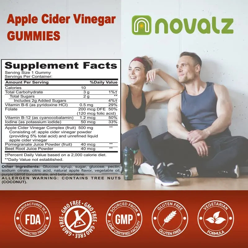 NOVALZ Apple Cider Vinegar Gummies for Weight Control, Detox, & Cleanse, 500mcg ACV NOVALZ Au supplements
