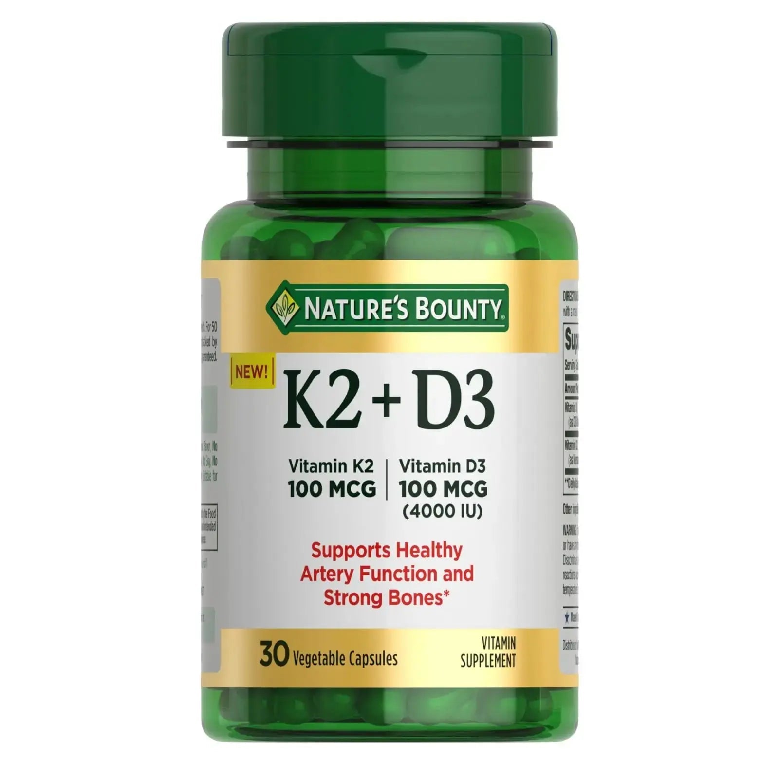 Nature’s Bounty Vitamin D3 K2 Supplement, 4000 IU Vitamin D3 plus 100 mcg of Vitamin K Supplements Nature's Bounty Au supplements