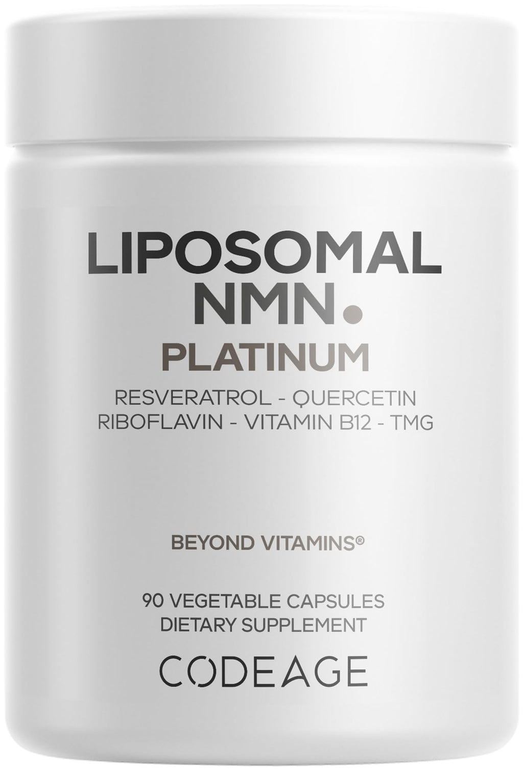 Codeage Liposomal NMN Platinum - 500 mg NMN Supplement, Nicotinamide Mononucleotide, NAD Precursor - Quercetin, Resveratrol, Betaine TMG, Vitamin B2 Riboflavin & Vitamin B12 - Non-GMO - 90 Capsules Codeage Au supplements
