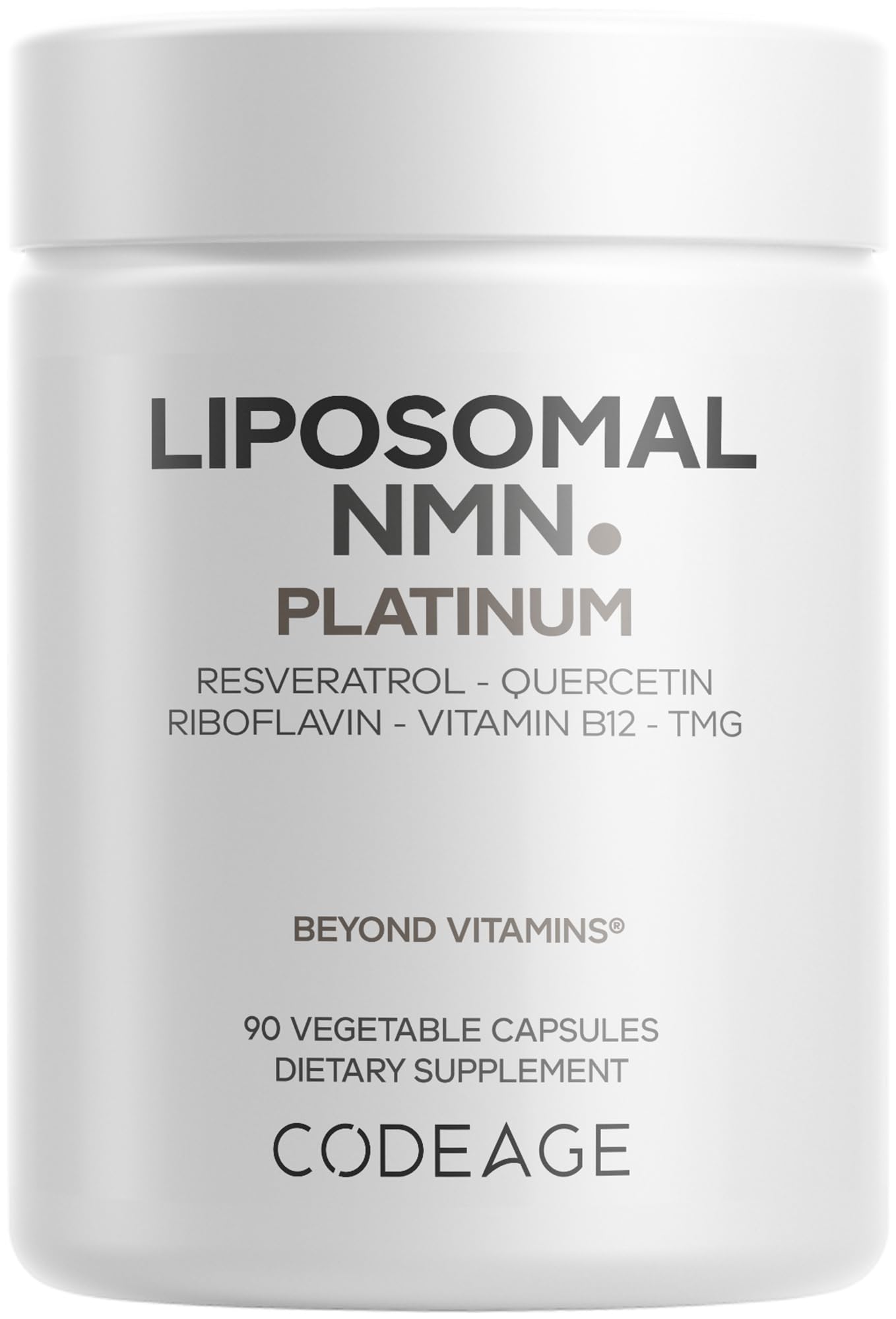 Codeage Liposomal NMN Platinum - 500 mg NMN Supplement, Nicotinamide Mononucleotide, NAD Precursor - Quercetin, Resveratrol, Betaine TMG, Vitamin B2 Riboflavin & Vitamin B12 - Non-GMO - 90 Capsules Codeage Au supplements