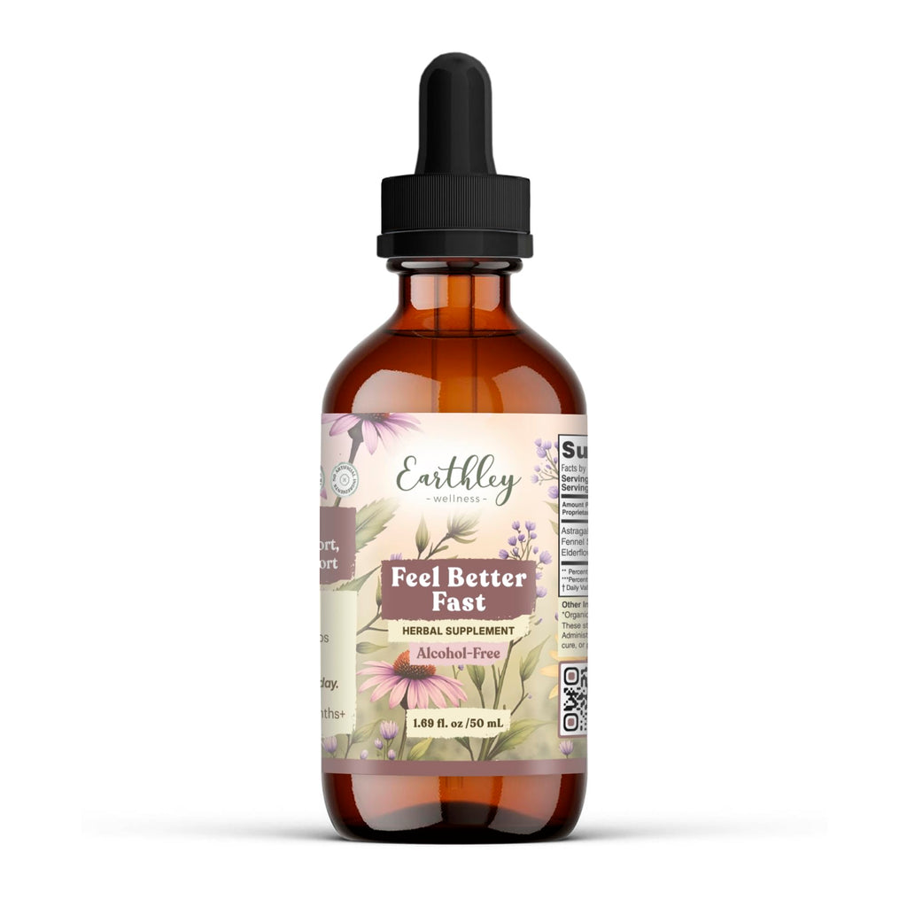 Earthley Wellness Feel Better Fast, All-Natural Relief for Minor Ailments, Organic Herbal Formula, Supports Immune & Digestive Health, Echinacea Root and More