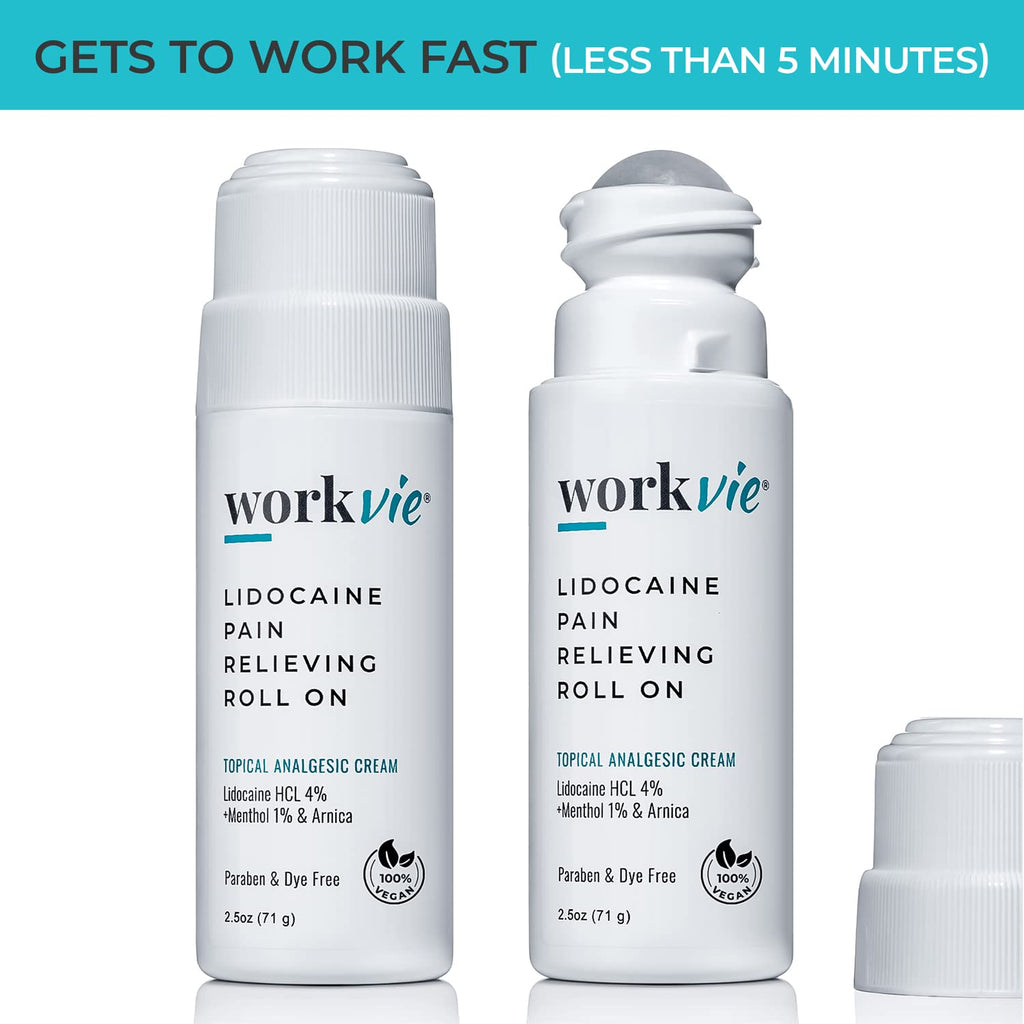 Workvie Lidocaine Pain Relief Roll On 2 Pack & Easy Reach Applicator Tool – Fast Acting Topical Lidocaine Maximum Strength with Arnica Montana & Aloe Vera for Muscles, Joints, Back, Neck & Feet Workvie Au supplements