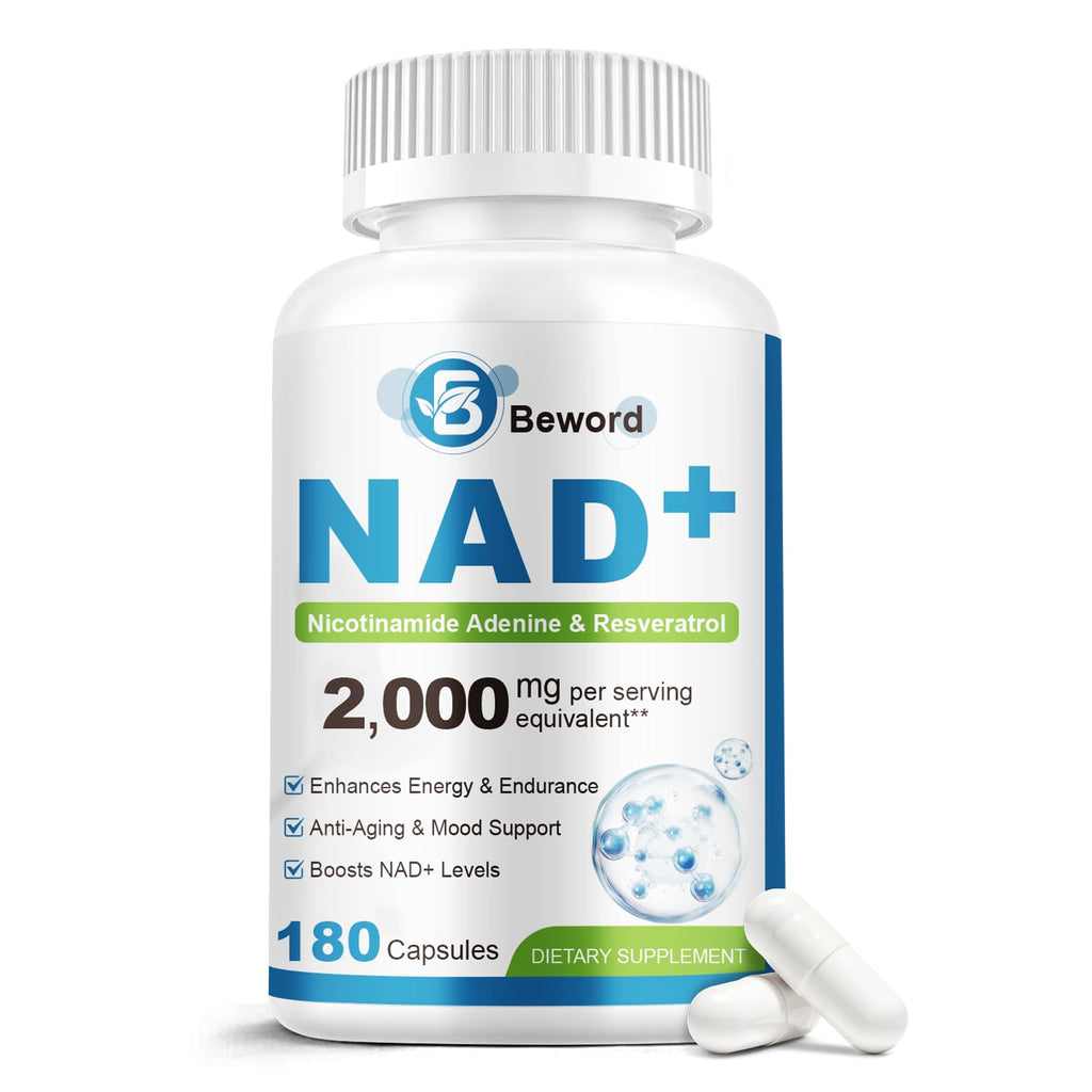 BEWORD Liposomal NAD 2000 Mg, 180 Capsules, 4-in-1 Formula with Liposomal NAD, Trans-Resveratrol, Non-GMO | Energy Support BEWORD Au supplements